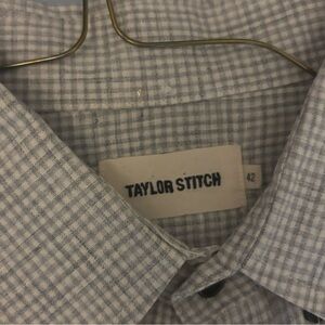 Taylor Stitch "The Jack" button-down shirt in a gray gingham pattern, size 42.